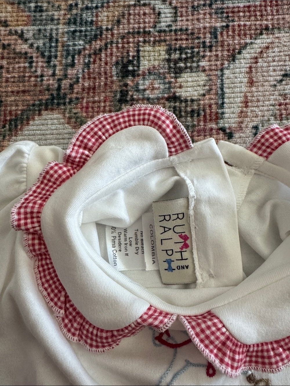 NWT! Ruth & Ralph Red Gingham Rocking Horse One-Piece Bodysuit - Picture 2 of 6